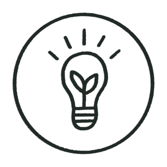 „Line-Art-Icon einer einer Glühbirne mit floraler Linie – Symbol für Kreativität & Klarheit im Alltag“